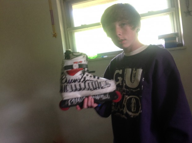 Used and Autographed Brian Shima skates 